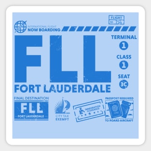 Vintage Fort Lauderdale FLL Airport Code Travel Day Retro Travel Tag Sticker